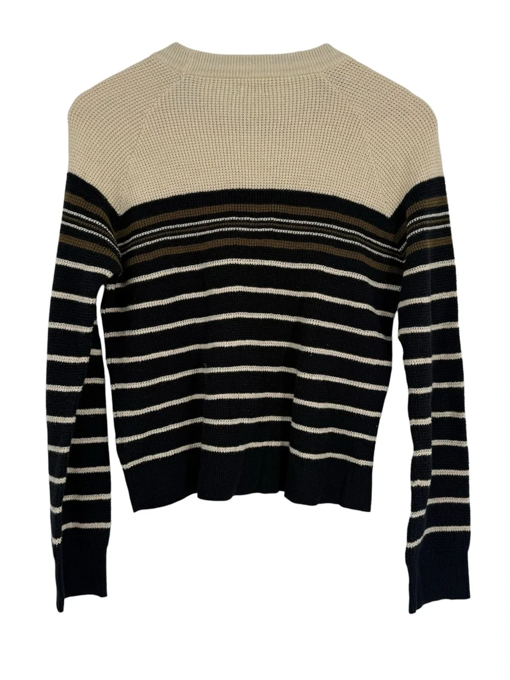 Faherty Women's Size S Waffle Knit Striped Sweater Top Organic Cotton Cashmere
